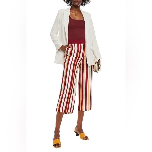 THE ROW Togra Cropped Striped Silk Straight Leg Pants Women's Size 2 - Picture 1 of 13